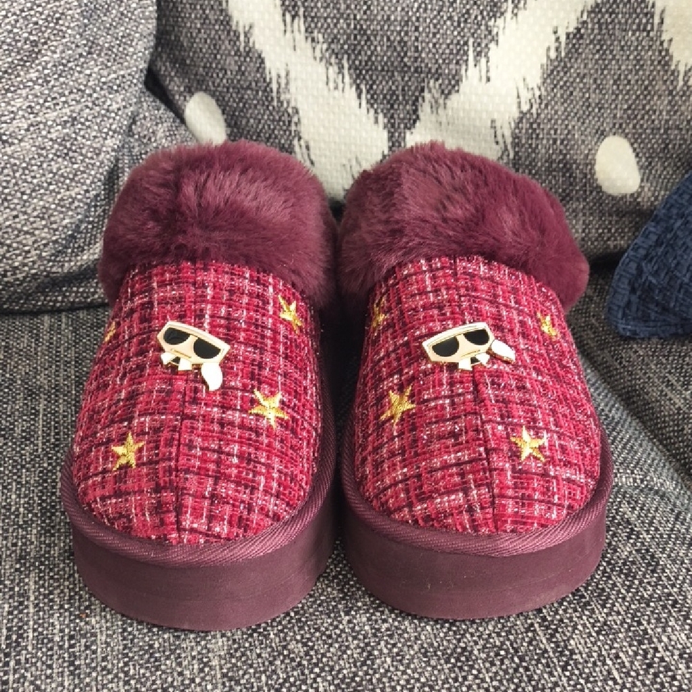 Karl Lagerfeld women's  slippers. Burgundy.